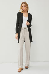Be Cool Ribbed Open Front Long Sleeve Cardigan - Cozy & Stylish Layering Essential
